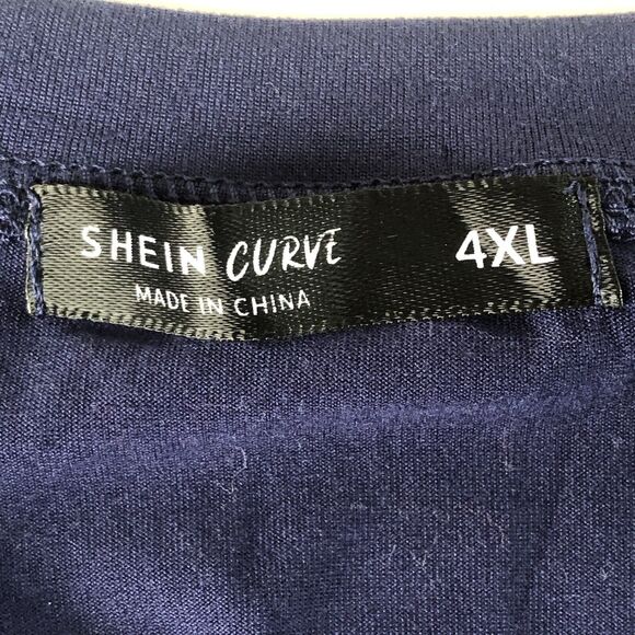 Shein Curve 4XL Blue Long Sleeve Top Ruched With Buttons On One Side - Picture 3 of 9